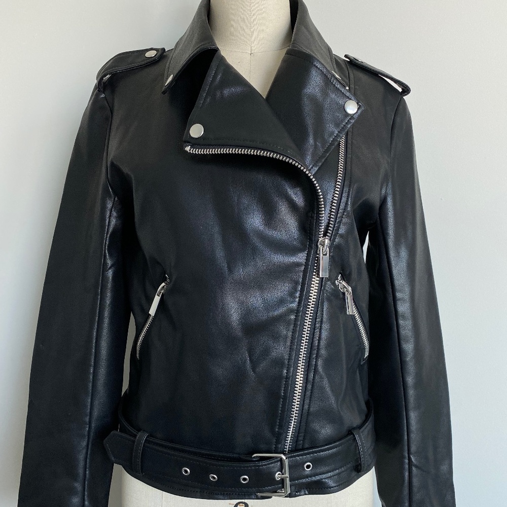 Faux Leather Jacket in Black S